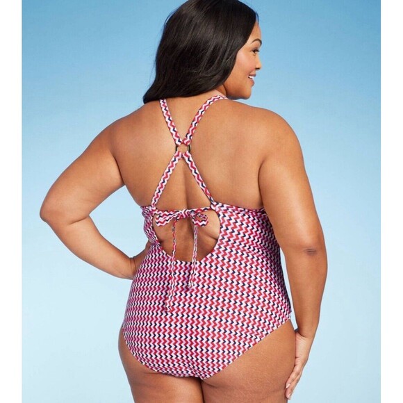 Kona Sol Women's Medium Coverage One Piece Swimsuit Ribbed Swimwear - Picture 2 of 3